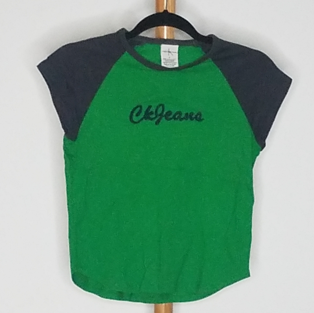 Calvin Klein T Shirt Blue Green Medium